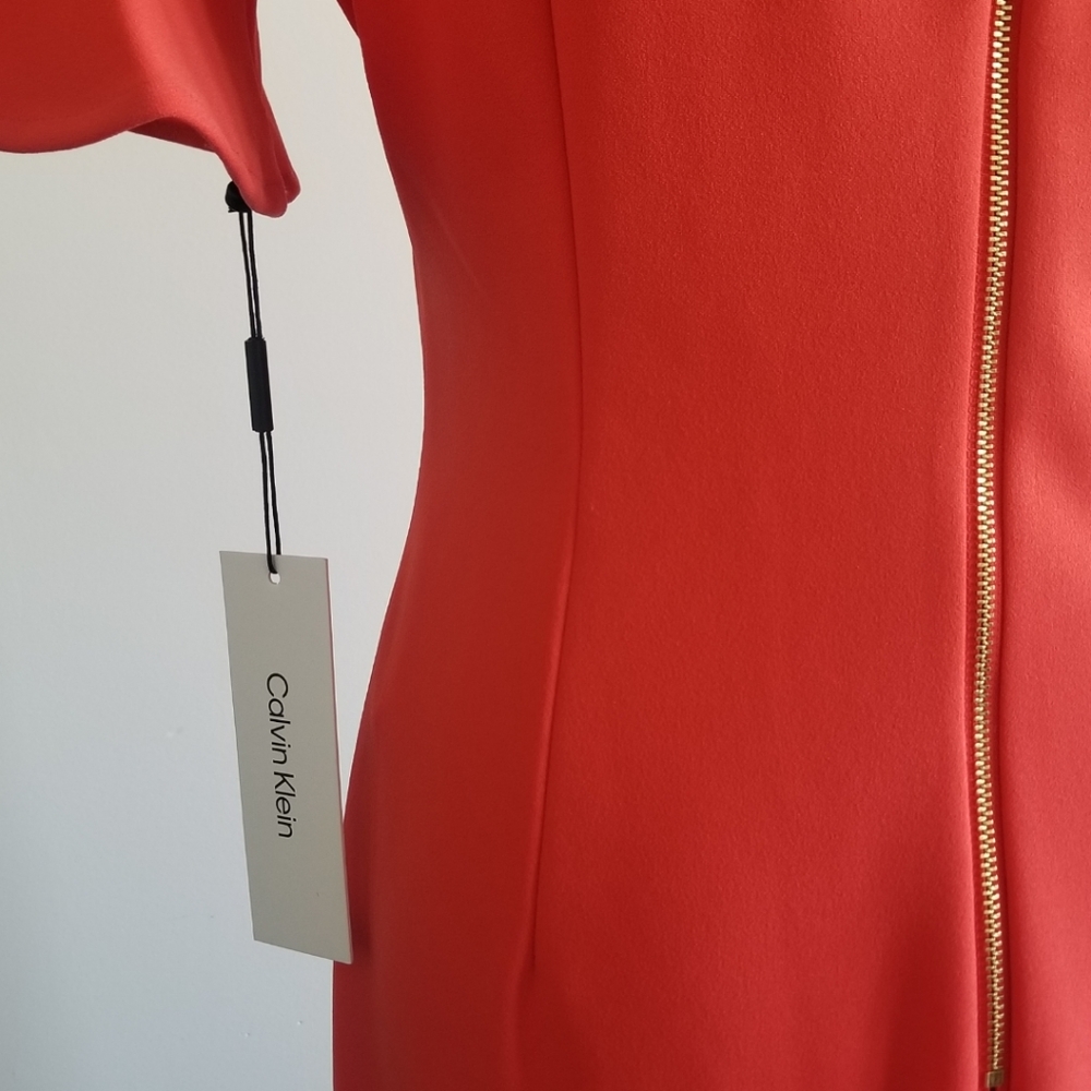 🆕️⬇️Calvin Klein Orange Flutter Sleeve Sheath Dress - Picture 10 of 15